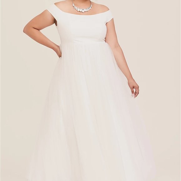 Ivory Off Shoulder Tulle Gown (NWT Wedding Dress) - Picture 2 of 4